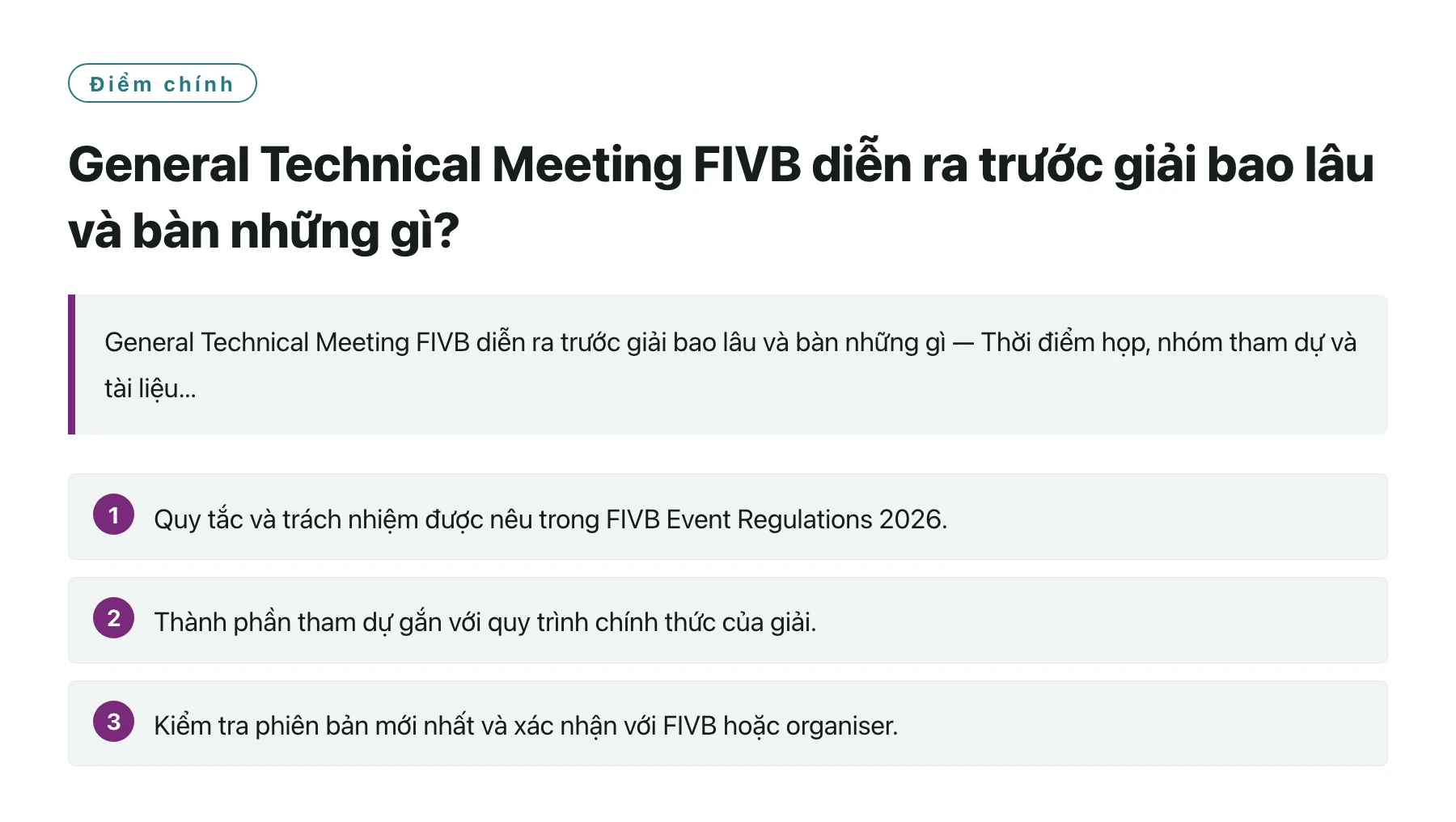 General Technical Meeting FIVB diễn ra trước giải bao lâu và bàn những gì?——全文要点速览